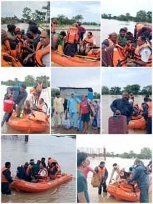 (दुर्ग) शिवनाथ नदी में फंसे 32 लोगों को एसडीआरएफ ने बचाया