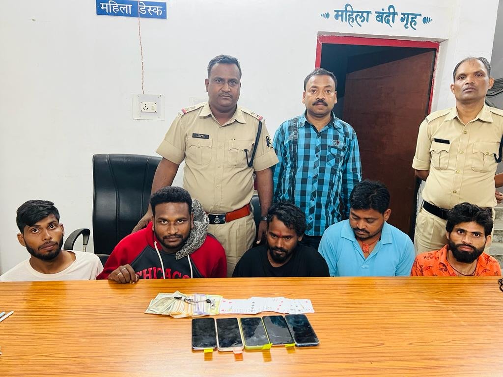 (कोरबा) उरगा पुलिस और साइबर सेल की संयुक्त कार्यवाही, 5 जुआरी पकड़े गए