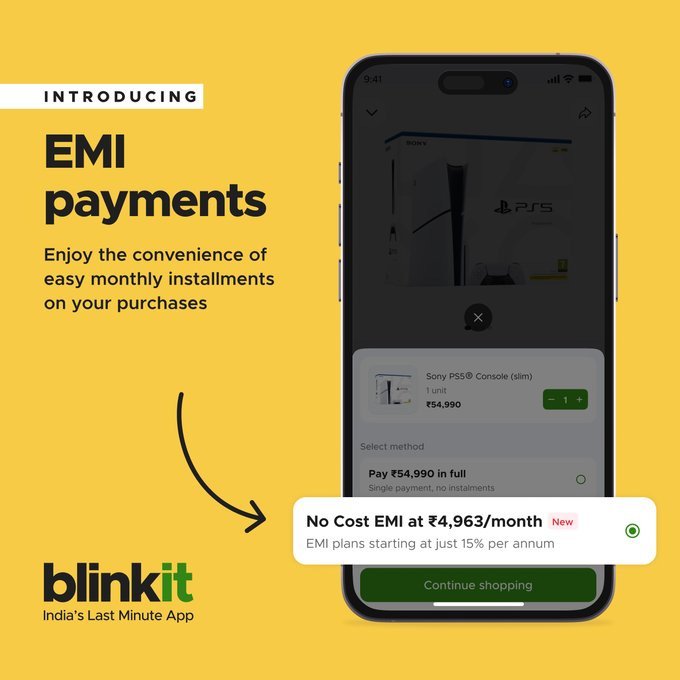 ब्लिंकिट ने शुरू की नई सुविधा, यूजर्स अब ईएमआई पर खरीद सकते हैं सामान