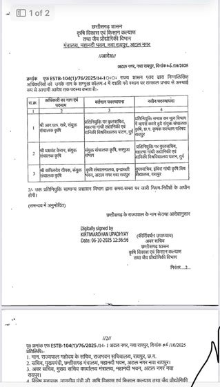 (दुर्ग) कृषि और उद्यानिकी विश्वविद्यालयों में प्रशासनिक फेरबदल, तीन नए कुलसचिवों की नियुक्ति