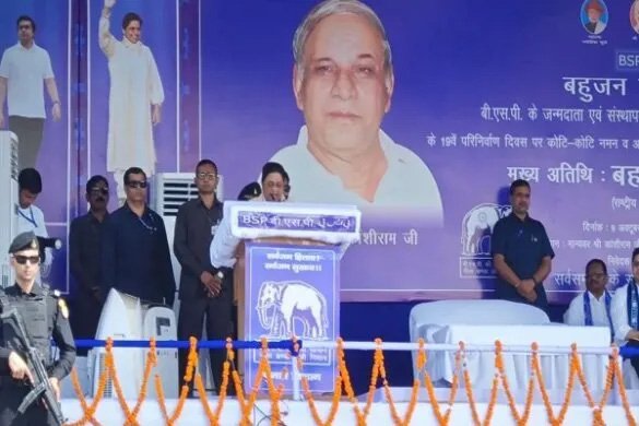 9 साल बाद लखनऊ में मायावती का शक्ति प्रदर्शन, सपा पर साधा निशाना; योगी सरकार की सराहना की