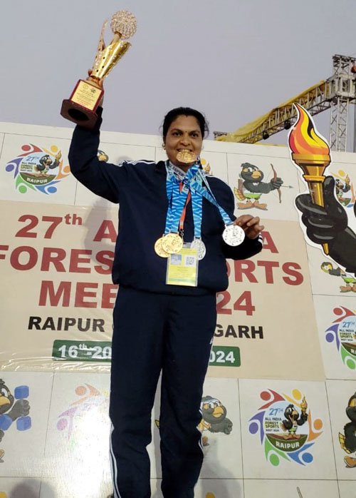 (कवर्धा) कवर्धा वनमंडल में पदस्थ मीना धुर्वे ने जीता 3 गोल्ड सहित 6 मेडल
