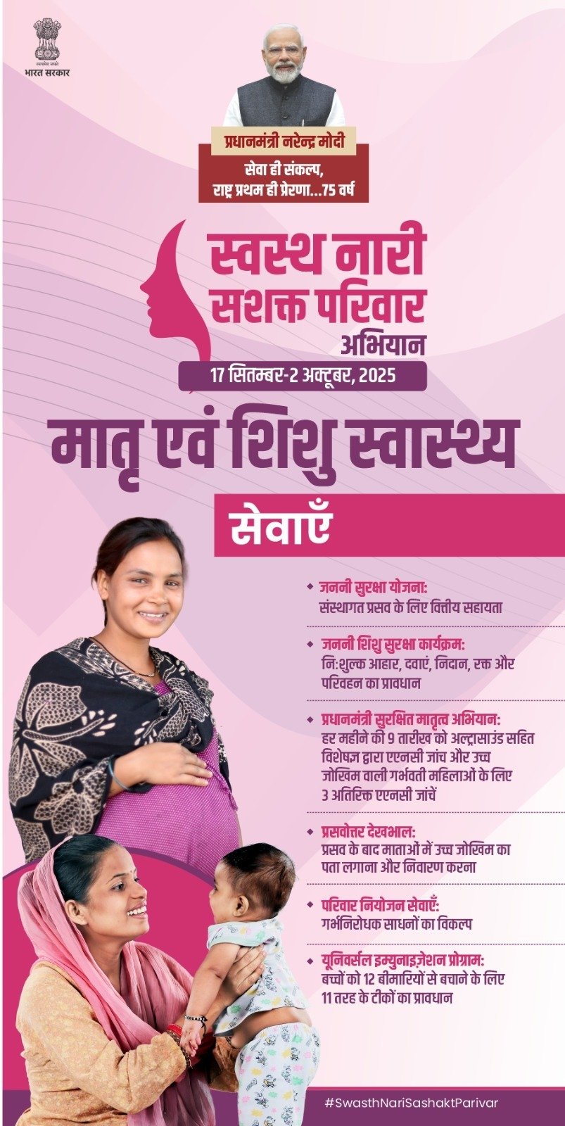 (कोरबा) स्वस्थ नारी सशक्त परिवार अभियान का आयोजन 17 सितंबर से 02 अक्टूबर 2025 तक
