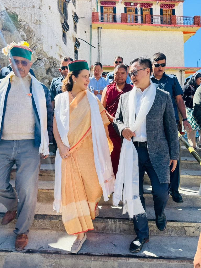 काजा में विकास परियोजनाओं का शुभारंभ, कंगना रनौत संग किरेन रिजिजू ने किया -1नाटी-1 नृत्य
