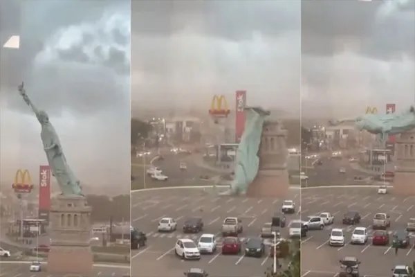 (गुआइबा)ब्राजील में कुदरत का कहर : 90 की रफ्तार से आए तूफान में भरभराकर गिरी ‘स्टैच्यू ऑफ लिबर्टी