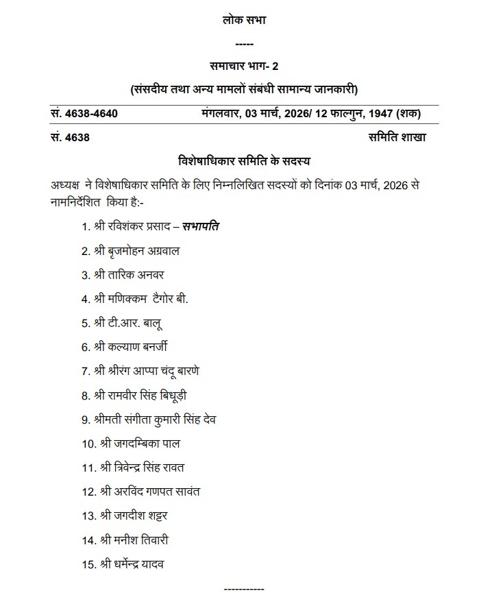 (रायपुर/ नई दिल्ली) संसद की विशेषाधिकार समिति में सांसद बृजमोहन अग्रवाल की नियुक्ति, छत्तीसगढ़ को मिली नई पहचान