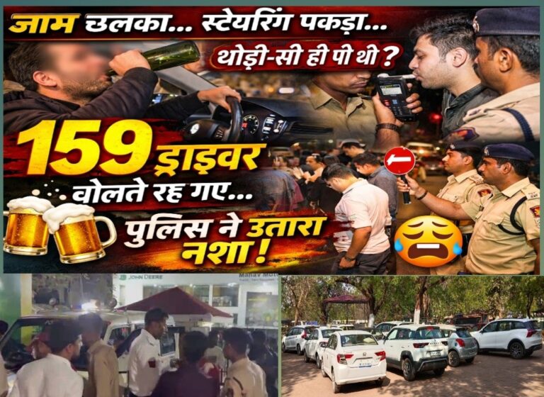 जाम छलका..स्टेयरिंग पकड़ा..थोड़ी-सी ही पी थी’.. बोलते रह गए 159 ड्राइवर, पुलिस ने सबका नशा उतारा।