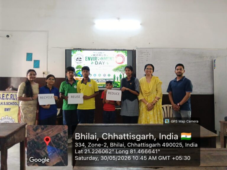(रायपुर)विश्व पर्यावरण दिवस अभियान-2026 के अंतर्गत रायपुर रेल मंडल में जल संरक्षण ऊर्जा संरक्षण, वाटर रिसाइकिल, ई- कचरा जागरूकता अभियान ।