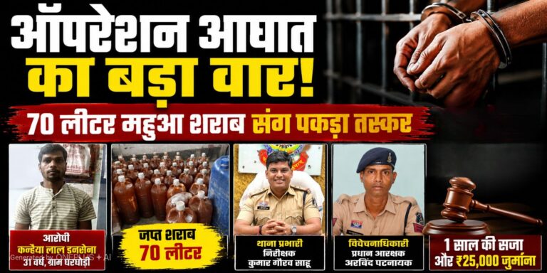 2 महीने में कोर्ट का बड़ा एक्शन: 70 लीटर महुआ शराब तस्कर को 1 साल की जेल, ₹25 हजार जुर्माना