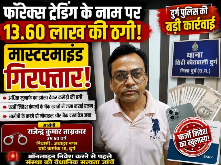 फॉरेक्स ट्रेडिंग में मोटा मुनाफा दिखाया, 13.60 लाख डकारने वाला मास्टरमाइंड गिरफ्तार
