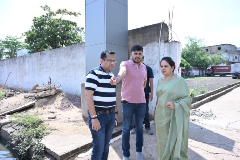 (रायपुर) टाटीबंध सर्विस रोड पर जलभराव की समस्या का महापौर ने किया निरीक्षण