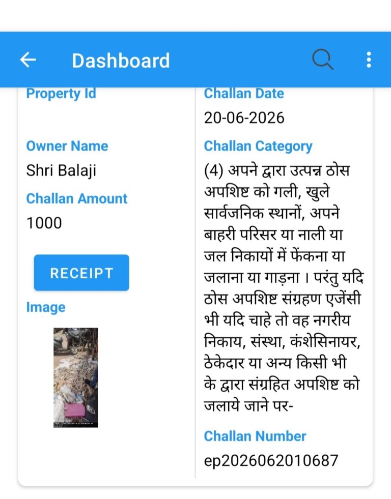 (रायपुर)निगम जोन 2 स्वास्थ्य विभाग ने डस्टबिन नहीं रखने, गन्दगी फैलाने पर 8 भिन्न संस्थानों पर कुल 16500 रूपये ई चालान किया