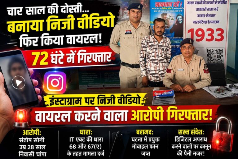 चार साल के भरोसे का खौफनाक अंजाम, निजी वीडियो वायरल करने वाला आरोपी 72 घंटे में गिरफ्तार