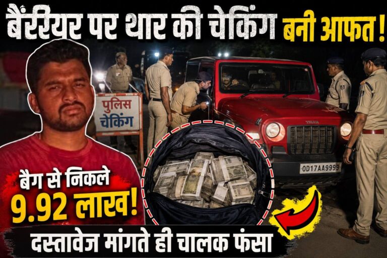 चेकिंग में फंसी लग्जरी थार, 9.92 लाख नकद ने बढ़ाई चालक की मुश्किलें