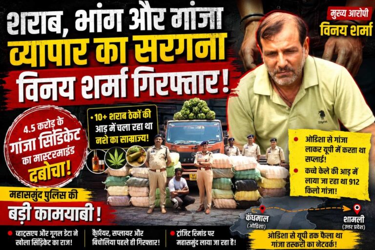 शराब, भांग और गांजे का ‘सरगना’ विनय शर्मा चढ़ा पुलिस के हत्थे, करोड़ों का खेल बेनकाब!