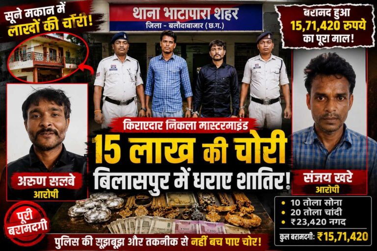 बिलासपुर में बेचने पहुंचे चोरी के जेवर, भाटापारा पुलिस ने दबोचे दो शातिर चोर