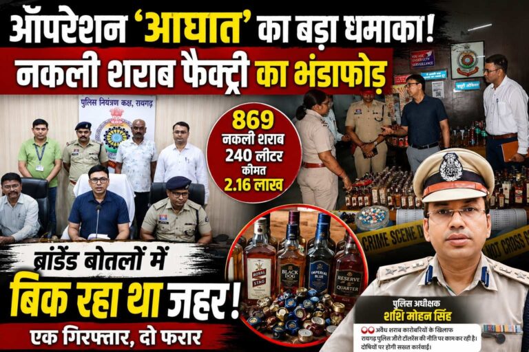 ऑपरेशन आघात का बड़ा वार: नकली शराब फैक्ट्री बेनकाब, ब्रांडेड बोतलों में परोसा जा रहा था जहर