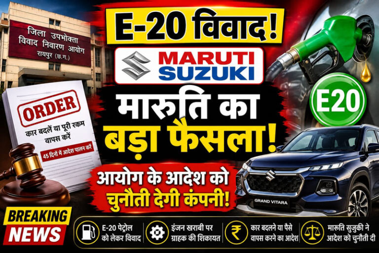 (रायपुर) रायपुर E-20 विवाद: उपभोक्ता आयोग के आदेश को मारुति सुजुकी देगी चुनौती, कंपनी ने कही यह बात