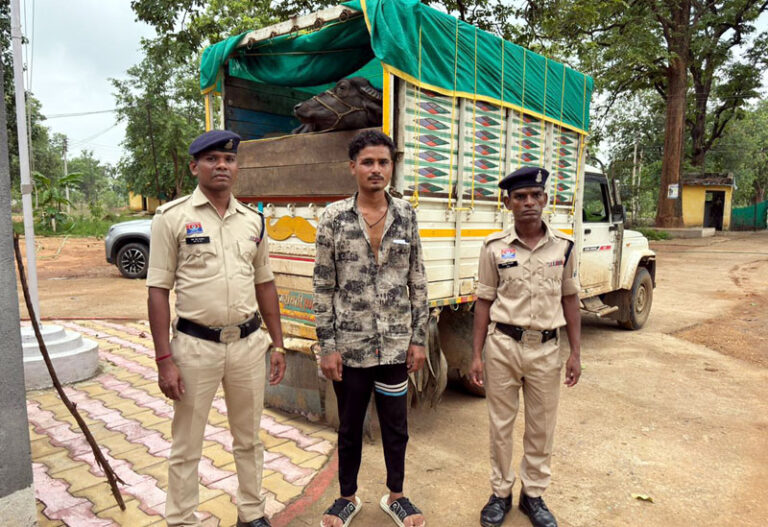 (मोहला-मानपुर-अंबागढ़ चौकी) महाराष्ट्र कत्लखाने ले जाए जा रहे 6 मवेशी मुक्त, पिकअप समेत 7.73 लाख की संपत्ति जब्त