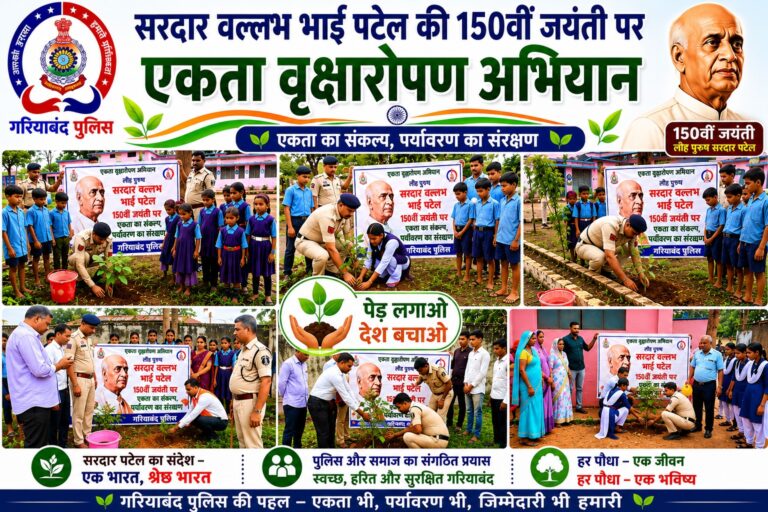 (गरियाबंद) सरदार पटेल की 150वीं जयंती पर गरियाबंद पुलिस का ‘एकता वृक्षारोपण अभियानÓ, स्कूली बच्चों के साथ लगाए पौधे